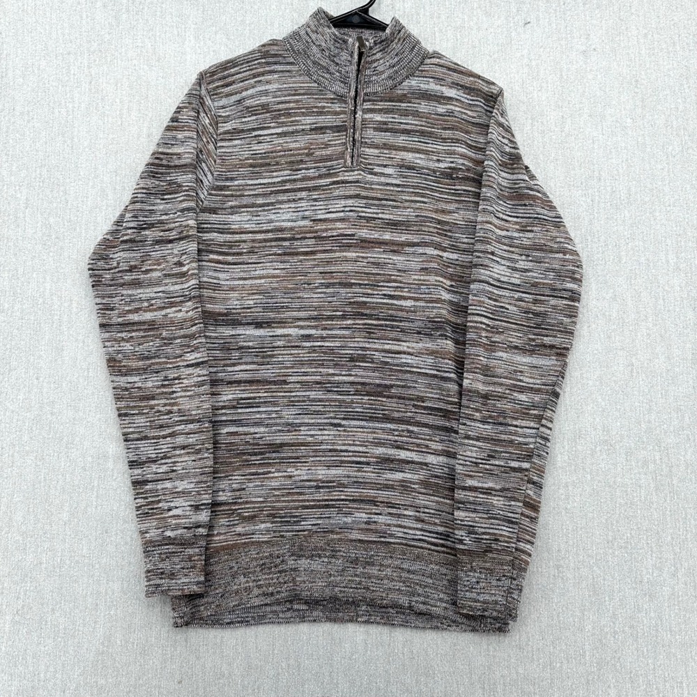 The North Pole Sweater Mens Medium Brown 1/4 Zip Mock Neck Pullover Knit